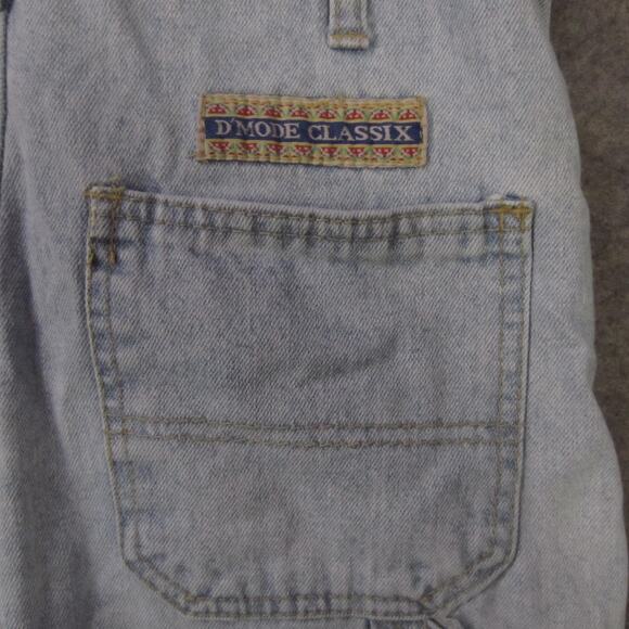 VINTAGE D'Mode Classix Bib Overalls Womens Medium Denim Floral Shortalls 90s - Picture 11 of 14